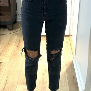American Eagle Outfitters Dark High Rise Ripped Jeans